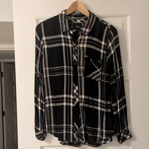 Rails Hunter Black & White Flannel Shirt, Xs
